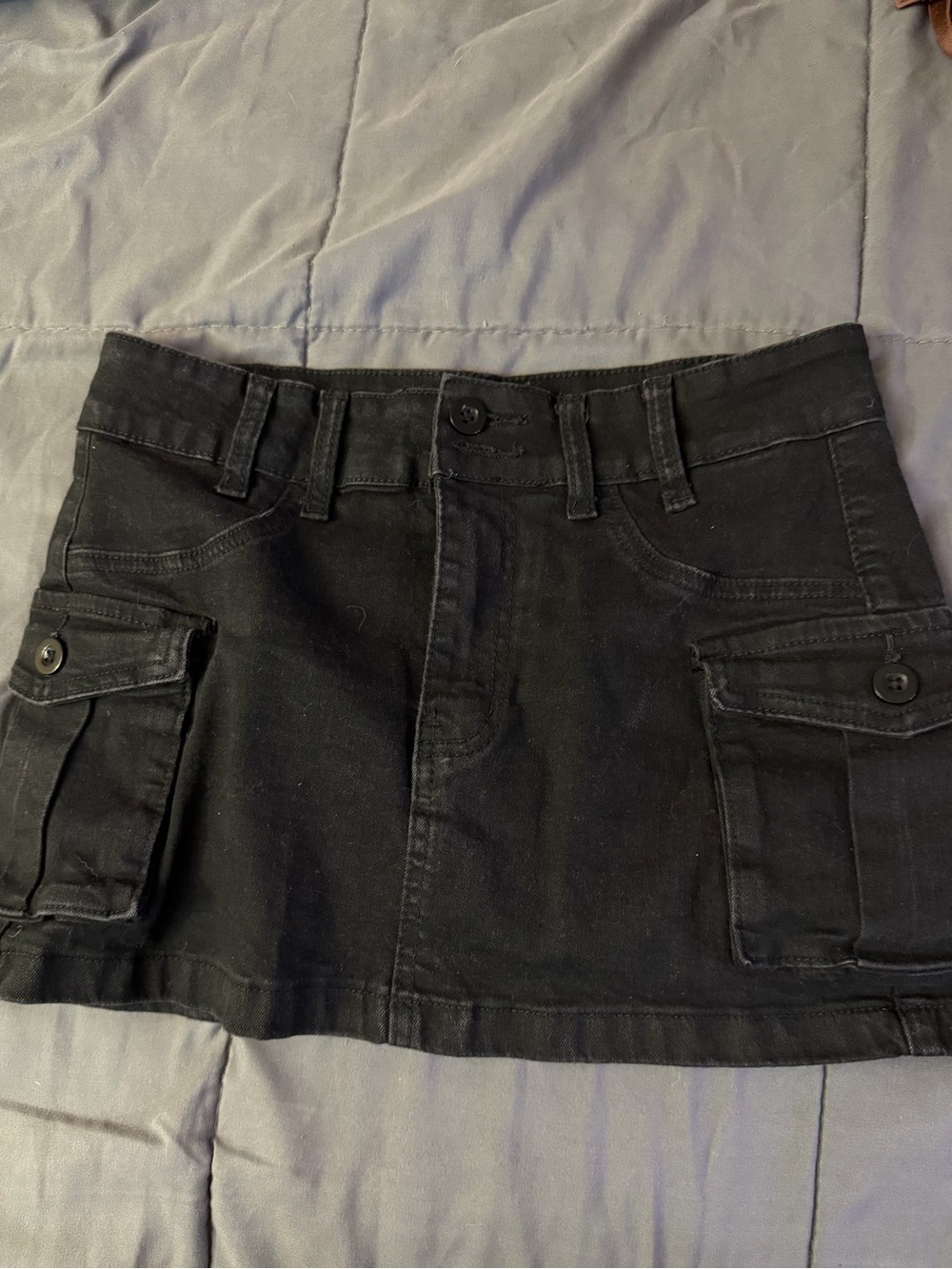 Black Cargo Mini Skirt with Front Pockets